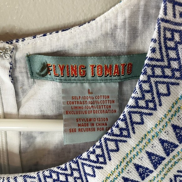 Flying Tomato Womens Sleeveless Dress White Blue Embroidered Sundress Si… - Picture 4 of 6